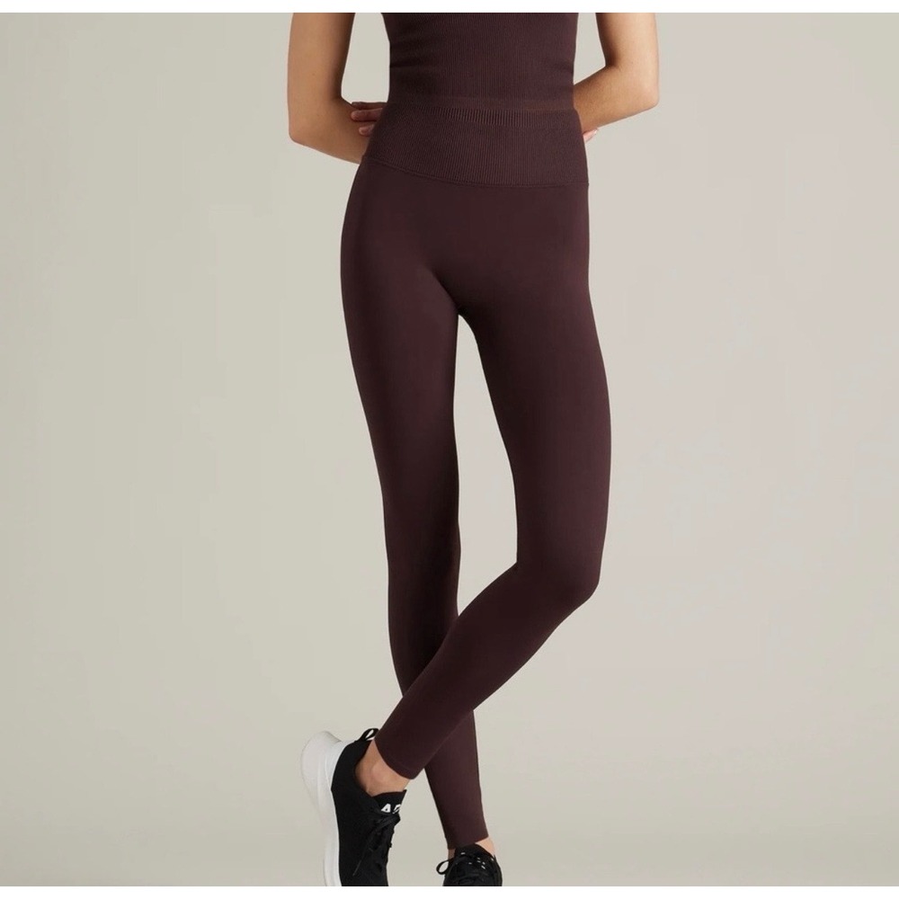 Rhone Evolve Seamless Legging Womens Large Brown Berry High Waist Ribbed Pull On